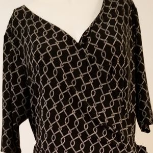 MOTHERHOOD MATERNITY | Black & White Geometric Wrap Midi Dress - EUC | Size XL
